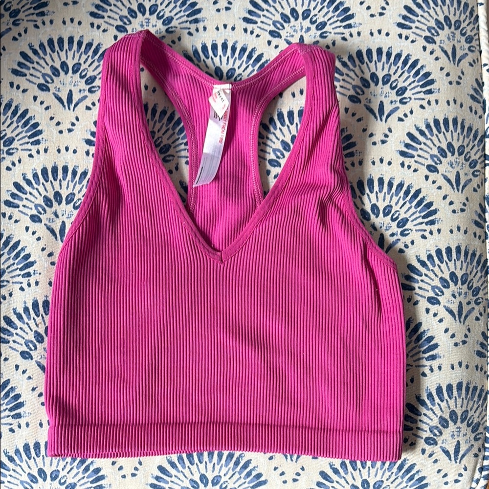 Free People Pink Crop Top with Racerback Design